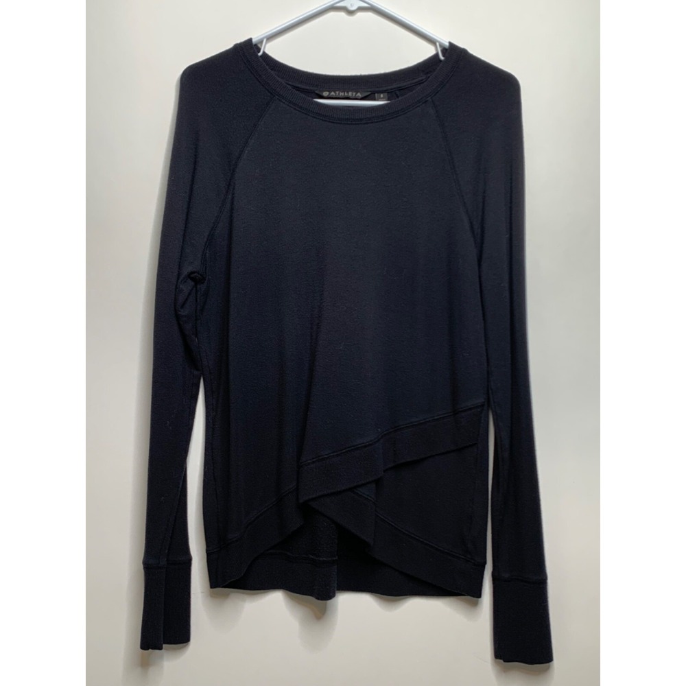 Athleta Women Size S Black Criss Cross Long Sleeve Sweatshirt Top 489051 Damaged